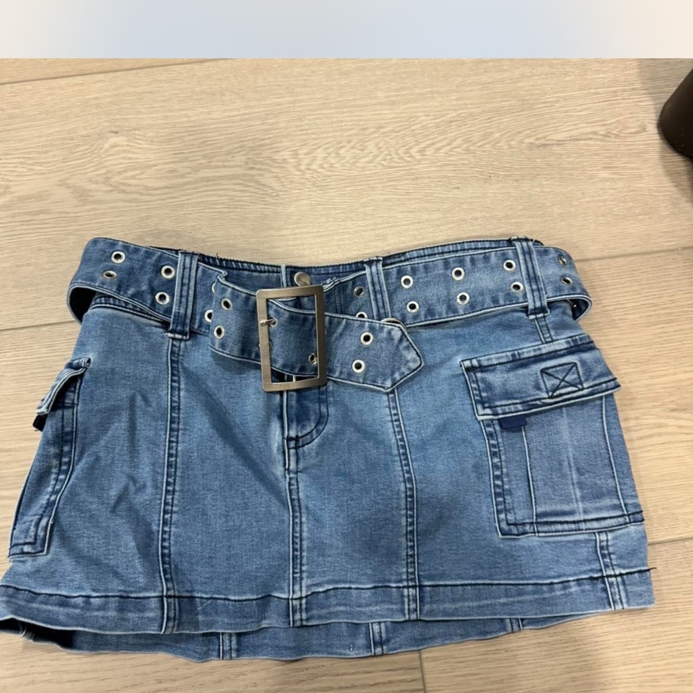 Urban Outfitters Blue and Gold Cargo Mini Skirt